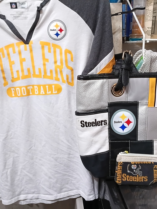NFL Handbags - NFL Pittsburgh Steelers Tee, Coin Pouch &Tote Bag with Logo